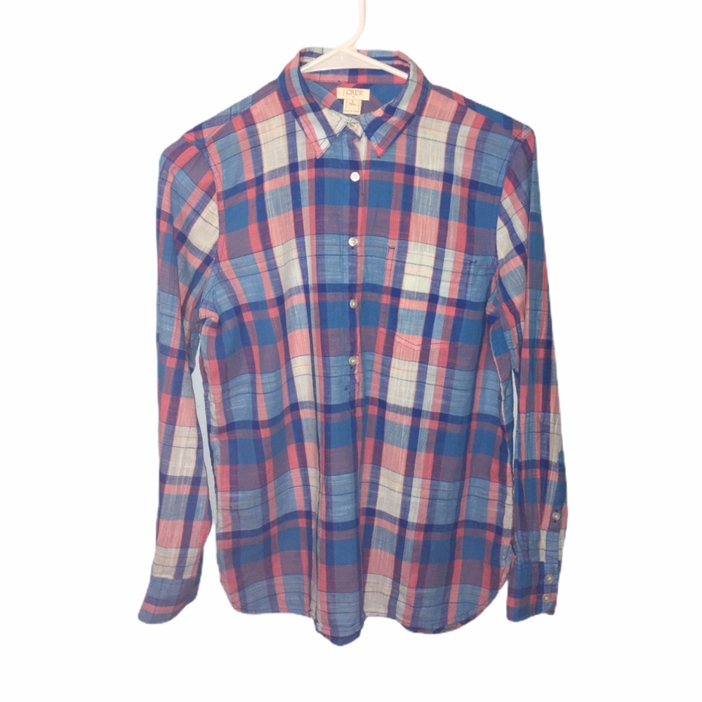 Woman J. Crew Factory Plaid Button Down Shirt SP